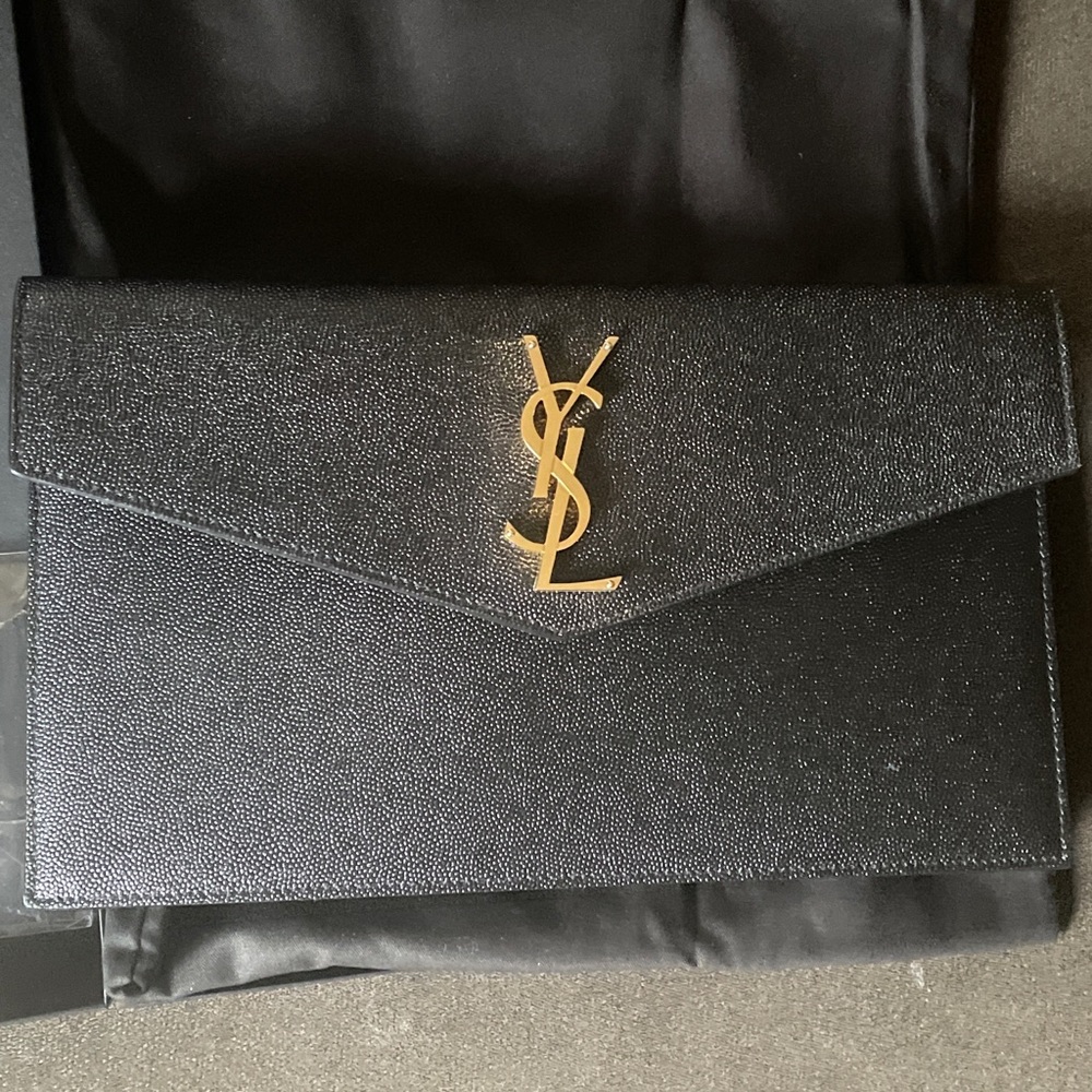 YSL Saint Laurent Uptown Calfskin Leather Clutch